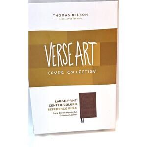 KJV Reference Bible: Verse Art Cover, Personal Size, Dark Brown Genuine Leather